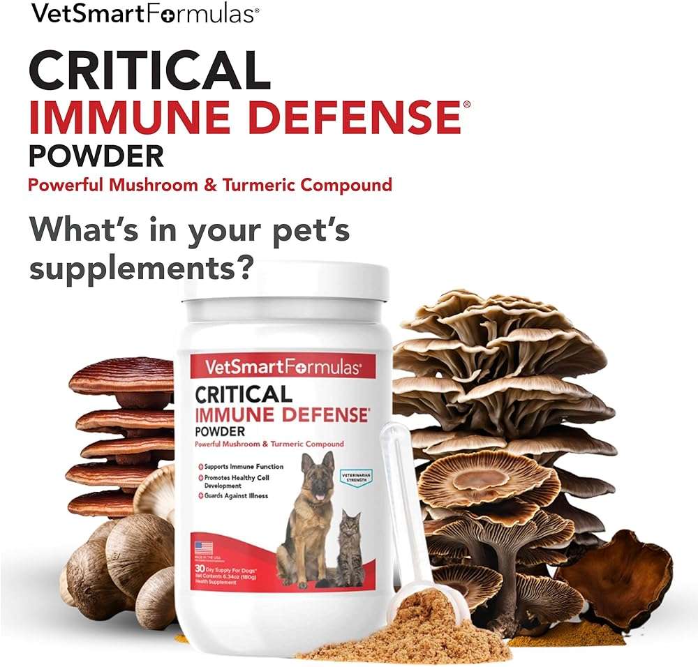 Critical Immune Defense for Dogs & Cats; Supports Normal Cell Growth - Turkey Tail, Reishi, Shiitake and Maitake Mushroom Formula with Patented White Turmeric Root Extract - 30-Day Supply - Image 2
