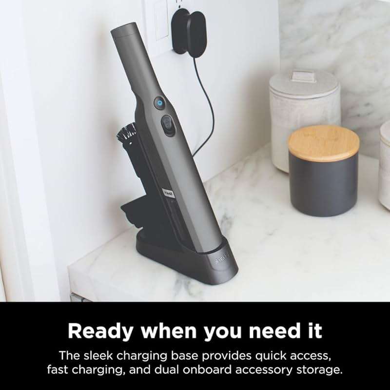 Shark WV201 WANDVAC Handheld Vacuum, Lightweight at 1.4 Pounds with Powerful Suction, Charging Dock, Single Touch Empty and Detachable Dust Cup,Graphite, Slate - Image 3