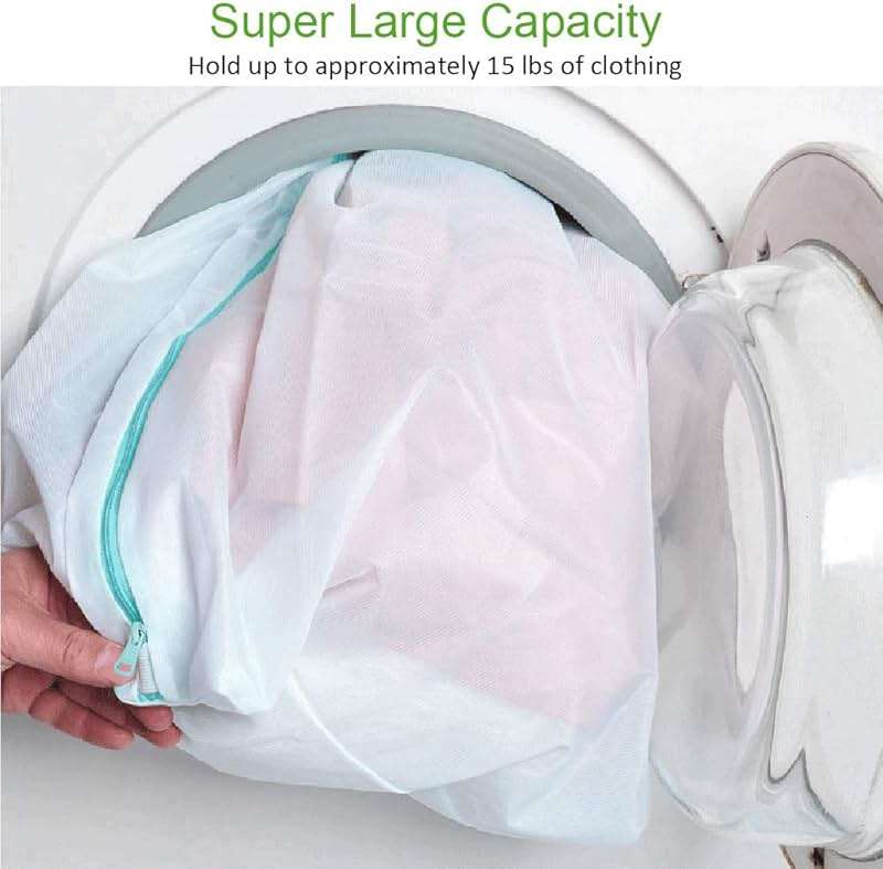 OTraki 2 Pack Extra Large Laundry Mesh Bag 43 x 35 Inch Mesh Laundry Bag Zippered Big Net Bag for Blanket Sweater Coat Bedding Sheet in Home Dorm Hotel Don't Drying, Melting 140-176℉, White - Image 4