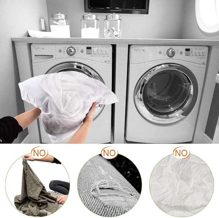 OTraki 2 Pack Extra Large Laundry Mesh Bag 43 x 35 Inch Mesh Laundry Bag Zippered Big Net Bag for Blanket Sweater Coat Bedding Sheet in Home Dorm Hotel Don't Drying, Melting 140-176℉, White - Image 8