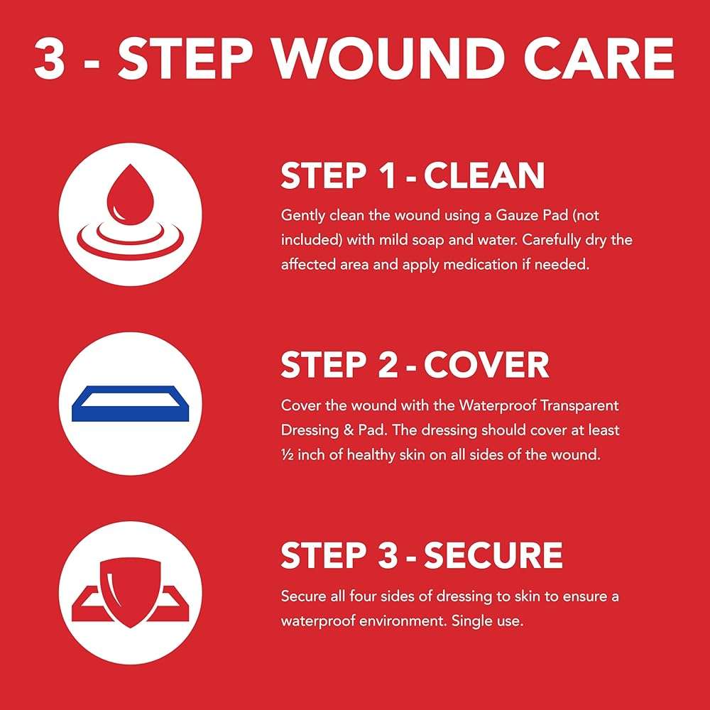 All Health Waterproof Transparent Dressing & Pad, Dressings, 2.375 in X 4 in | Wound Cover Barrier to Staph & MRSA, 10 Count - Image 5