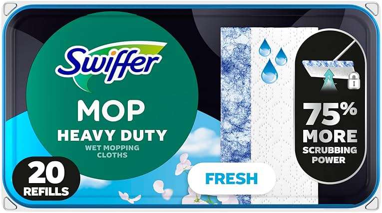 Swiffer Heavy Duty Mop Wet Multi-Surface Cloth Refills for Floor Mopping and Cleaning, Outdoor Window Fresh Scent, 20 count - Image 1