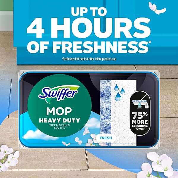 Swiffer Heavy Duty Mop Wet Multi-Surface Cloth Refills for Floor Mopping and Cleaning, Outdoor Window Fresh Scent, 20 count - Image 5