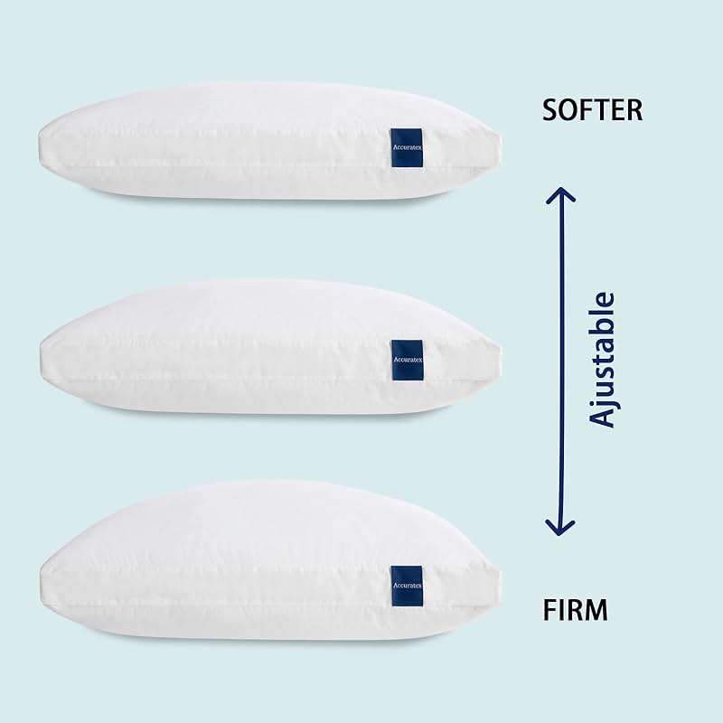 ACCURATEX Pillows King Size Set of 2, Hybrid Shredded Memory Foam Pillow[Adjustable Loft], Fluffy Down Alternative Fill Removable Cotton Cover, Firm Supportive Pillow for Side Back Sleepers - Image 2