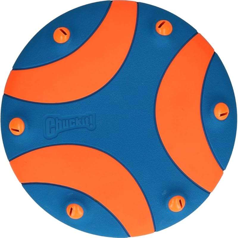 Chuckit! Whistle Flight Outdoor Dog Fetch Toy, Orange/Blue, 10.6" x 1.2" x 11.1", For Medium to Large Dogs - Image 3