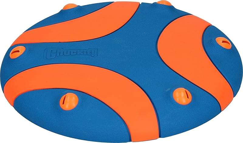 Chuckit! Whistle Flight Outdoor Dog Fetch Toy, Orange/Blue, 10.6" x 1.2" x 11.1", For Medium to Large Dogs - Image 4