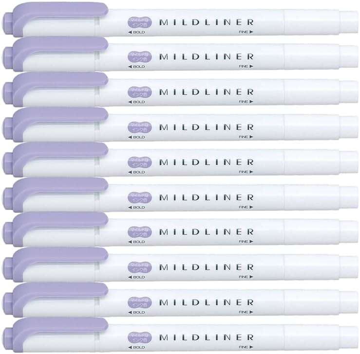 ZEBRA MILDLINER Highlighter pen markers, Mild Violet (WKT7-MVI) x10 - Image 1