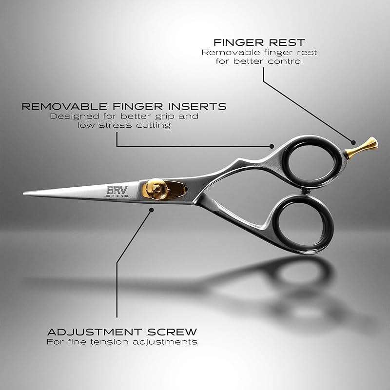 BRV MEN Professional Mustache & Beard Trimming Scissors - 5.5" | High Carbon Stainless Steel & Hammer Forged Mustache Scissors | Razor Sharp Facial Hair Trimming Shears (RIGHT HANDED - Silver) - Image 4