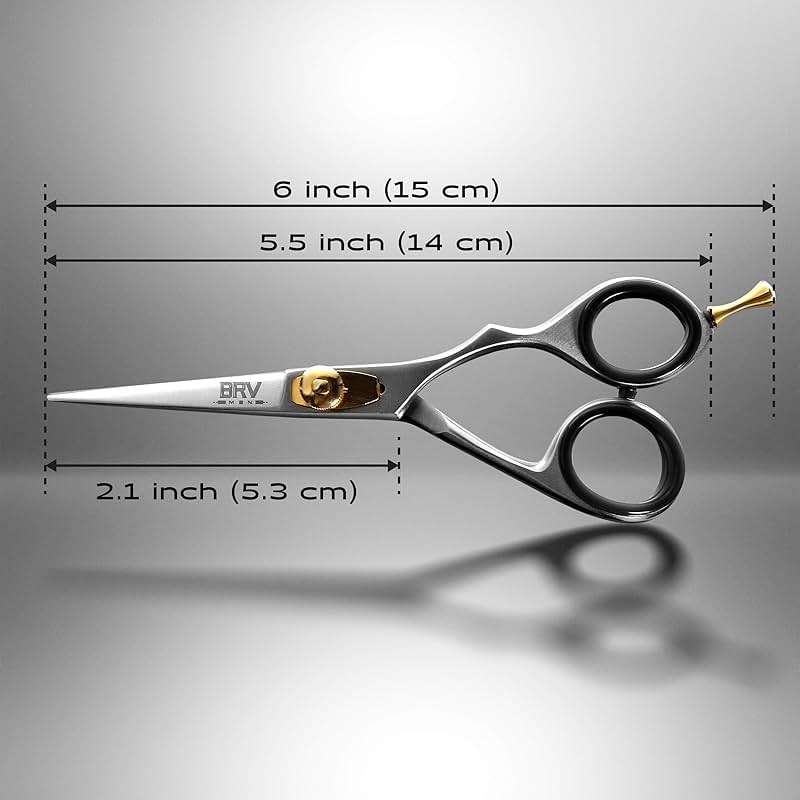 BRV MEN Professional Mustache & Beard Trimming Scissors - 5.5" | High Carbon Stainless Steel & Hammer Forged Mustache Scissors | Razor Sharp Facial Hair Trimming Shears (RIGHT HANDED - Silver) - Image 6