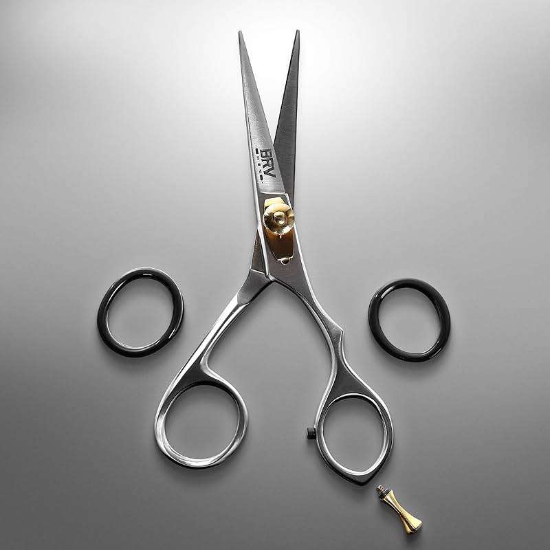 BRV MEN Professional Mustache & Beard Trimming Scissors - 5.5" | High Carbon Stainless Steel & Hammer Forged Mustache Scissors | Razor Sharp Facial Hair Trimming Shears (RIGHT HANDED - Silver) - Image 7