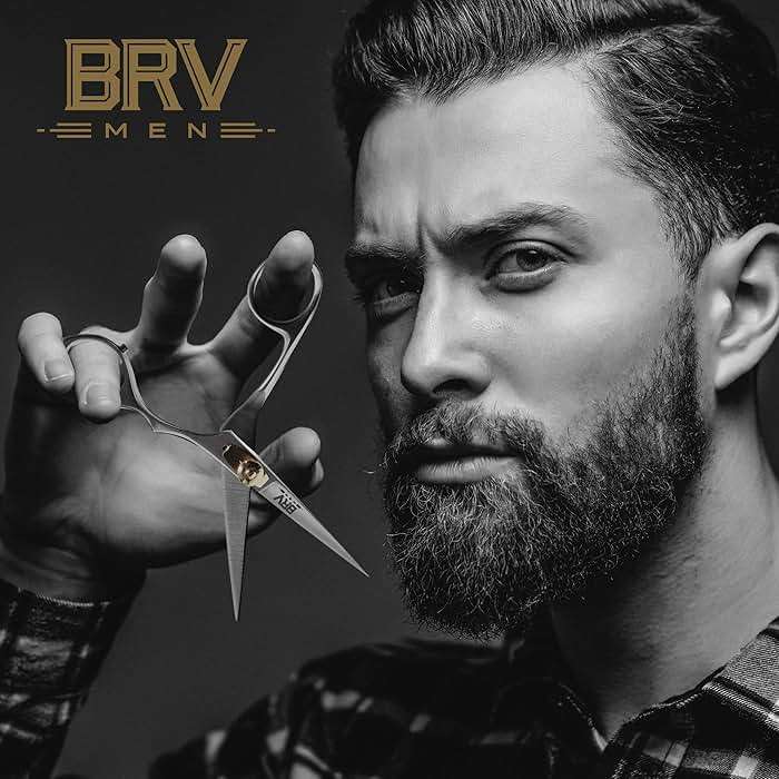 BRV MEN Professional Mustache & Beard Trimming Scissors - 5.5" | High Carbon Stainless Steel & Hammer Forged Mustache Scissors | Razor Sharp Facial Hair Trimming Shears (RIGHT HANDED - Silver) - Image 8