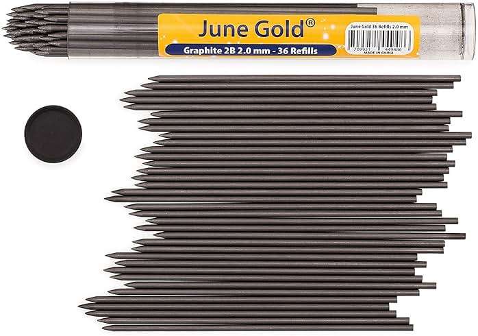 June Gold 4 Pro 2.0 mm Mechanical Pencils, 36 Colored, 36 2B, and 36 4B Refills, 2 Sharpeners, 2 Smudge Resistant Erasers, Built in Sharpeners & Soft Non-Slip Grip on Each Pencil - Image 8