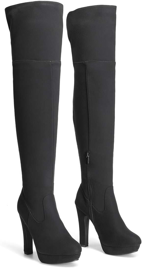 DREAM PAIRS Women's HIGHPLAT Chunky Thigh High Over The Knee High Heel Boots - Image 4