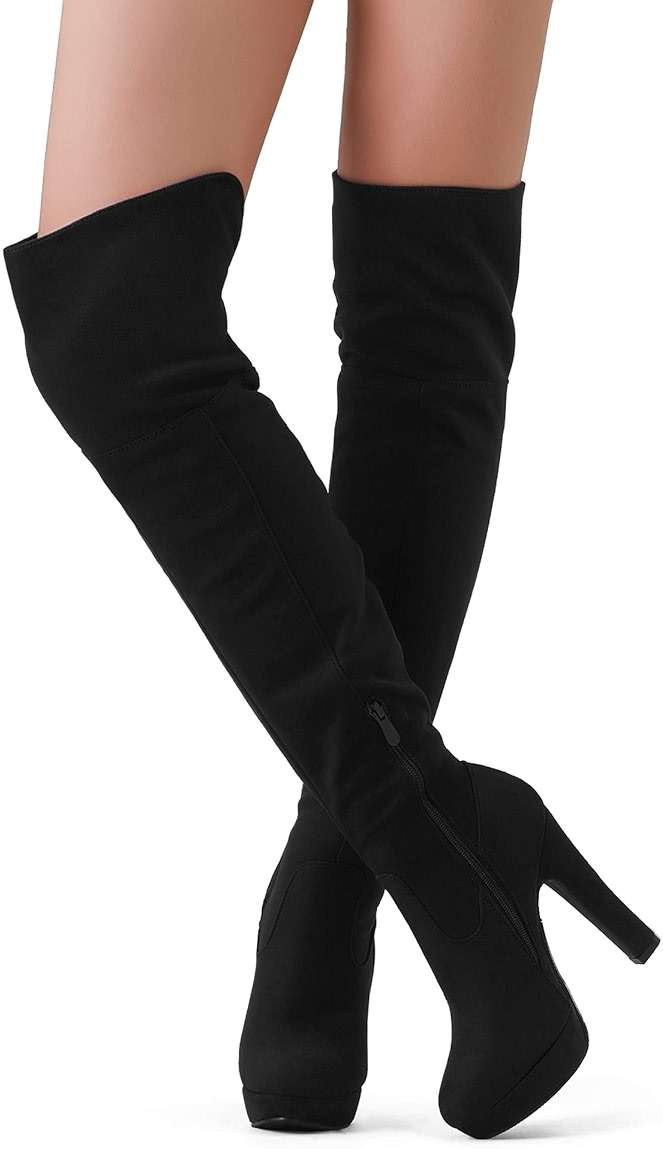 DREAM PAIRS Women's HIGHPLAT Chunky Thigh High Over The Knee High Heel Boots - Image 7