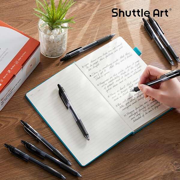 Shuttle Art Black Gel Pens, 70 Pack Retractable Medium Point Rollerball Gel Ink Pens Smooth Writing with Comfortable Grip for Office School Home Work - Image 2