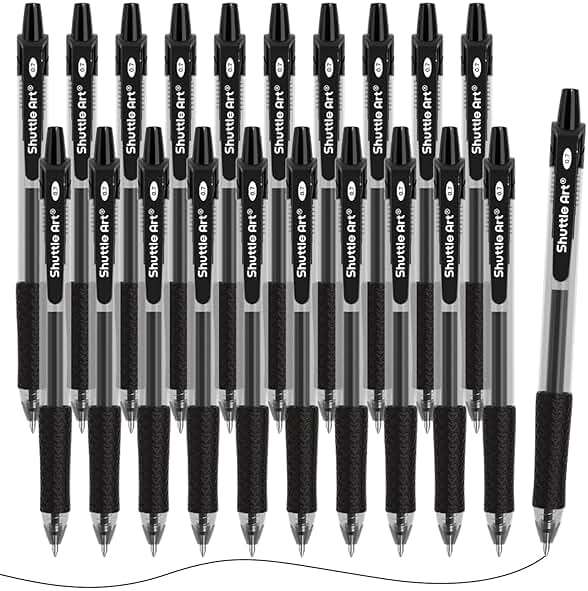 Shuttle Art Black Gel Pens, 48 Pack(20 Pens with 28 Refills) Retractable Medium Point Rollerball Gel Ink Pens Smooth Writing with Comfortable Grip for Office School Home Work - Image 1