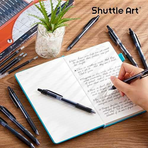 Shuttle Art Black Gel Pens, 48 Pack(20 Pens with 28 Refills) Retractable Medium Point Rollerball Gel Ink Pens Smooth Writing with Comfortable Grip for Office School Home Work - Image 2