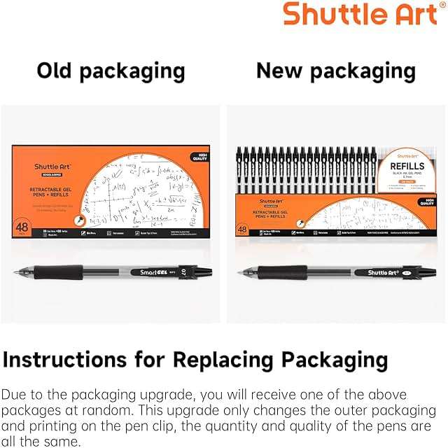 Shuttle Art Black Gel Pens, 48 Pack(20 Pens with 28 Refills) Retractable Medium Point Rollerball Gel Ink Pens Smooth Writing with Comfortable Grip for Office School Home Work - Image 9