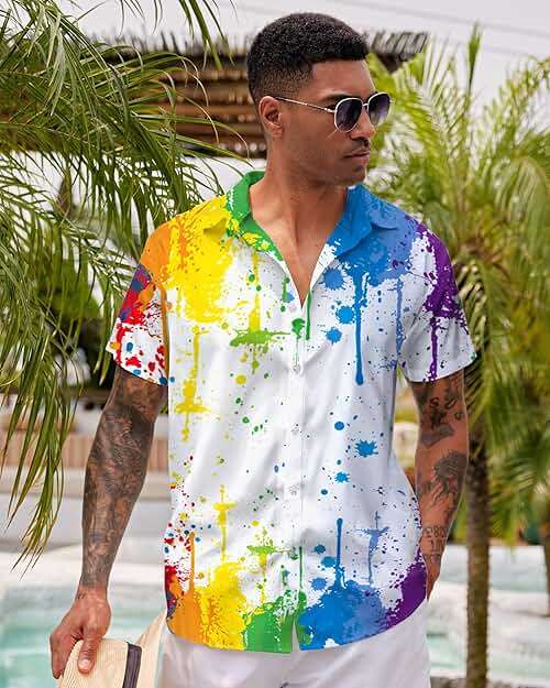 RAISEVERN Mens Hawaiian Shirt Casual Button Down Short Sleeve Tropical Beach Dress Shirt for Summer Holiday - Image 3