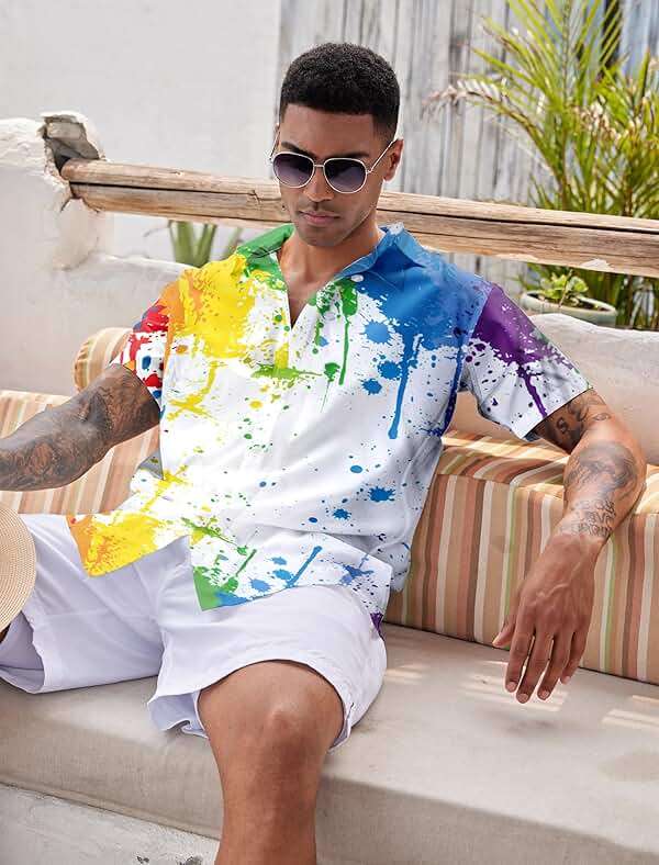 RAISEVERN Mens Hawaiian Shirt Casual Button Down Short Sleeve Tropical Beach Dress Shirt for Summer Holiday - Image 6