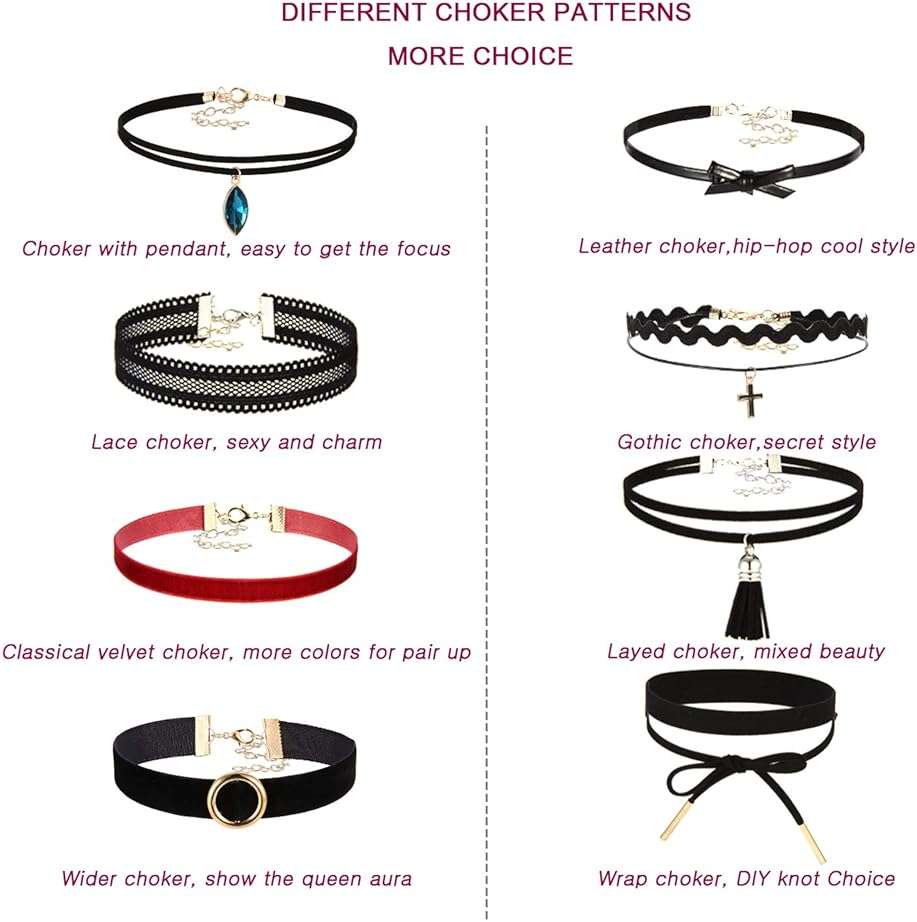 K&Q 52 PCS Choker Necklace, Classic Gothic Black Cute Lace Velvet Collar Choker Necklace Set - Image 2
