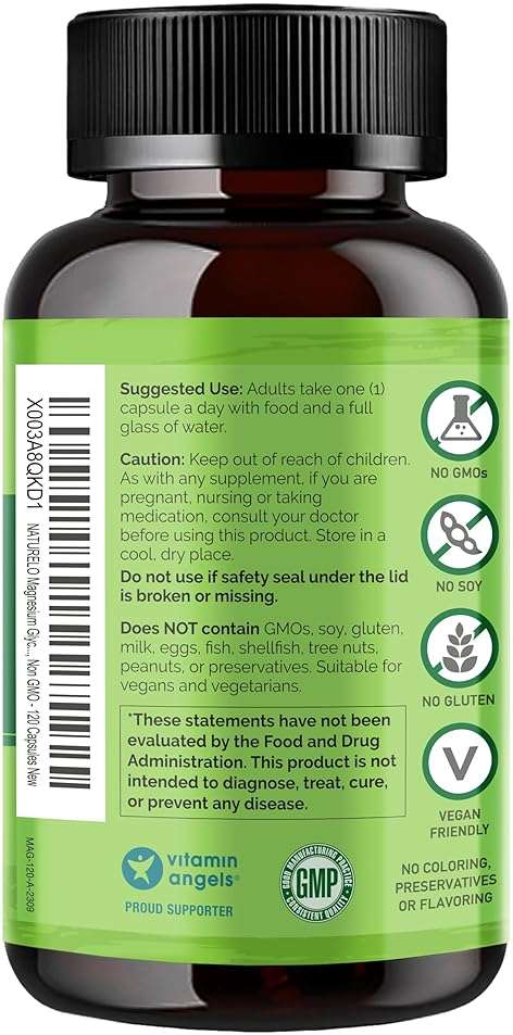 NATURELO Magnesium Glycinate Chelate Complex - 200 mg Magnesium with Organic Vegetables to Support Sleep, Calm, Muscle Cramp & Stress Relief - Gluten Free, Non GMO - 120 Capsules - Image 7