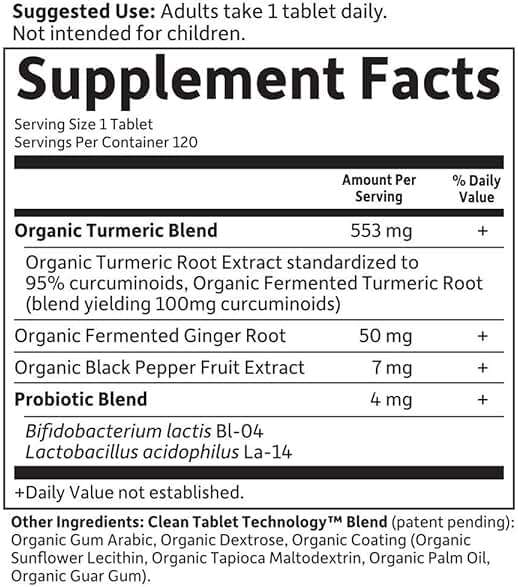 Garden of Life Organics Extra Strength Turmeric Inflammatory Response 120 Tablets-100Mg Curcumin (95% Curcuminoids) Black Pepper, Probiotics, Organic Non-GMO Vegan Gluten Free Herbal Supplement - Image 6