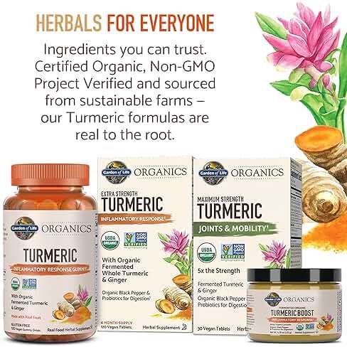Garden of Life Organics Extra Strength Turmeric Inflammatory Response 120 Tablets-100Mg Curcumin (95% Curcuminoids) Black Pepper, Probiotics, Organic Non-GMO Vegan Gluten Free Herbal Supplement - Image 7