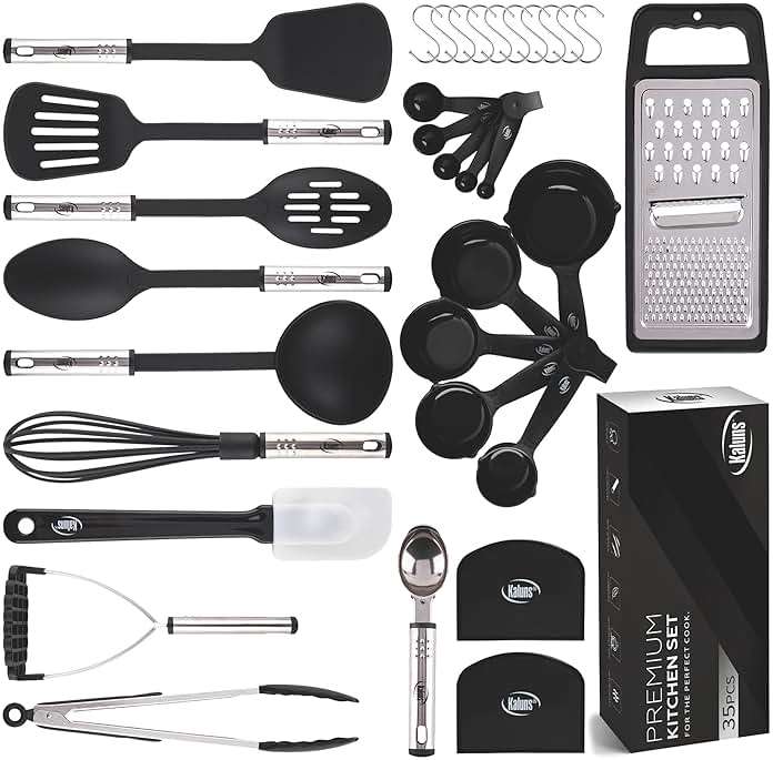 Kitchen Utensils Set 35 PCS Cooking Utensils Set, Nonstick and Heat Resistant Nylon Stainless Steel Silicone Spatula Set - Kitchen Gadgets Home Essentials Kitchen Accessories, Apartment Must Haves - Image 1