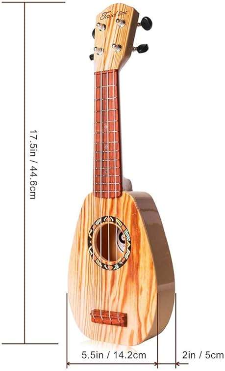YOLOPARK 17" Kids Toy Guitar for Girls Boys, Mini Toddler Ukulele Guitar with 4 Strings Keep Tones Can Play for 3, 4, 5, 6 7 Year Old Kids Musical Instruments Educational Toys for Beginner (Wood) - Image 2