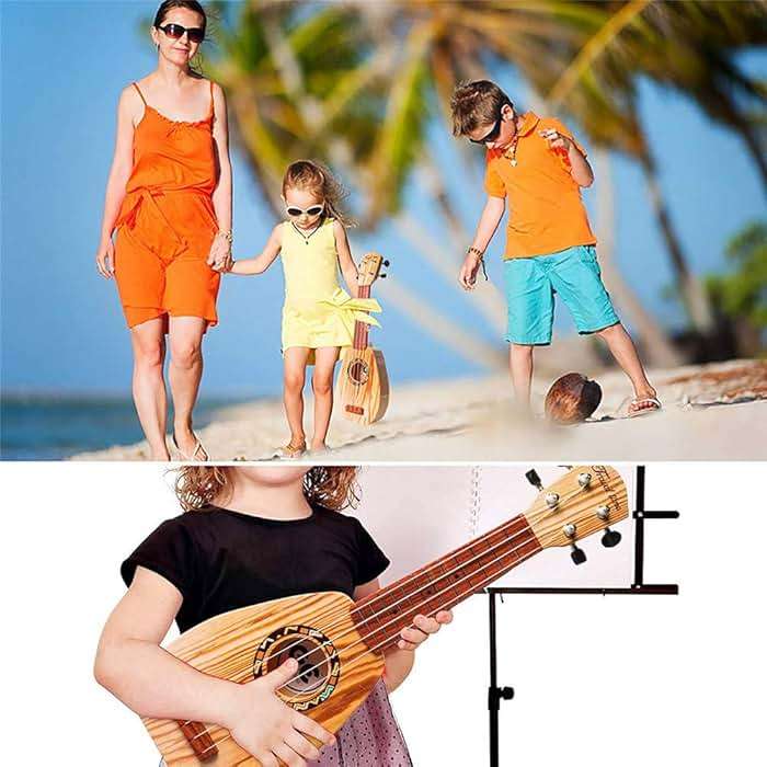 YOLOPARK 17" Kids Toy Guitar for Girls Boys, Mini Toddler Ukulele Guitar with 4 Strings Keep Tones Can Play for 3, 4, 5, 6 7 Year Old Kids Musical Instruments Educational Toys for Beginner (Wood) - Image 7