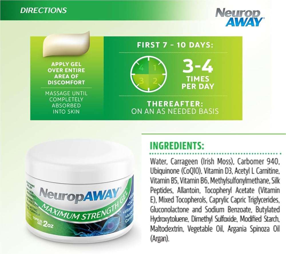 NeuropAWAY® Maximum Strength Gel, for Nerve discomfort, Burning, Tingling, and Numbness 2oz - Image 4