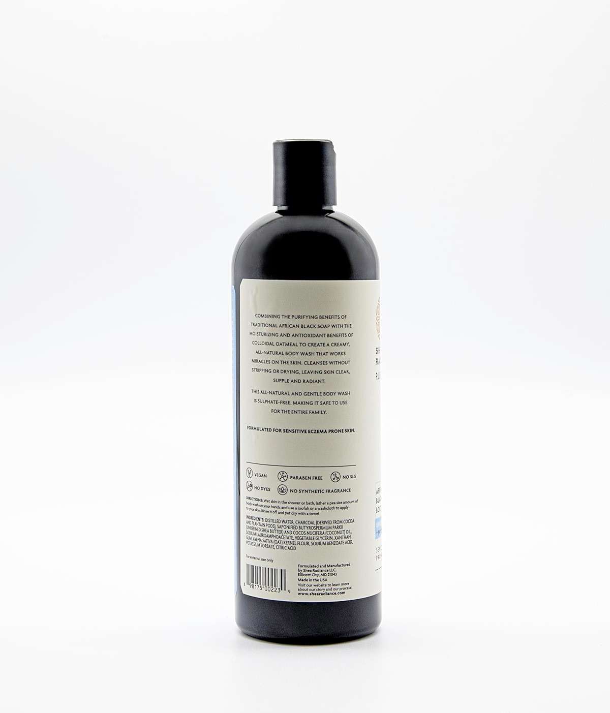 Shea Radiance African Black Soap Body Wash - Dry Skin, Eczema, Rashes, Blemish Cleanser | Unscented (16 oz) - Image 2