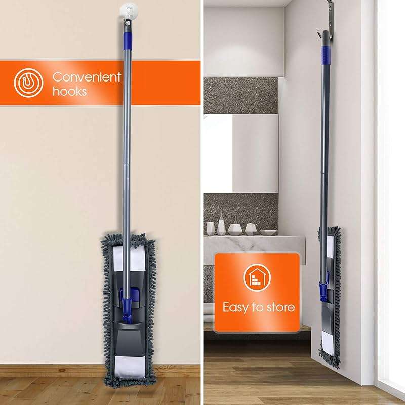 MASTERTOP Microfiber Mop for Floor Cleaning, Flat Dust Mop for Home and Kitchen, Adjustable Stainless Steel Handle with 4 Washable Pads&1 Cleaning Scrape for Hardwood, Vinyl - Image 7