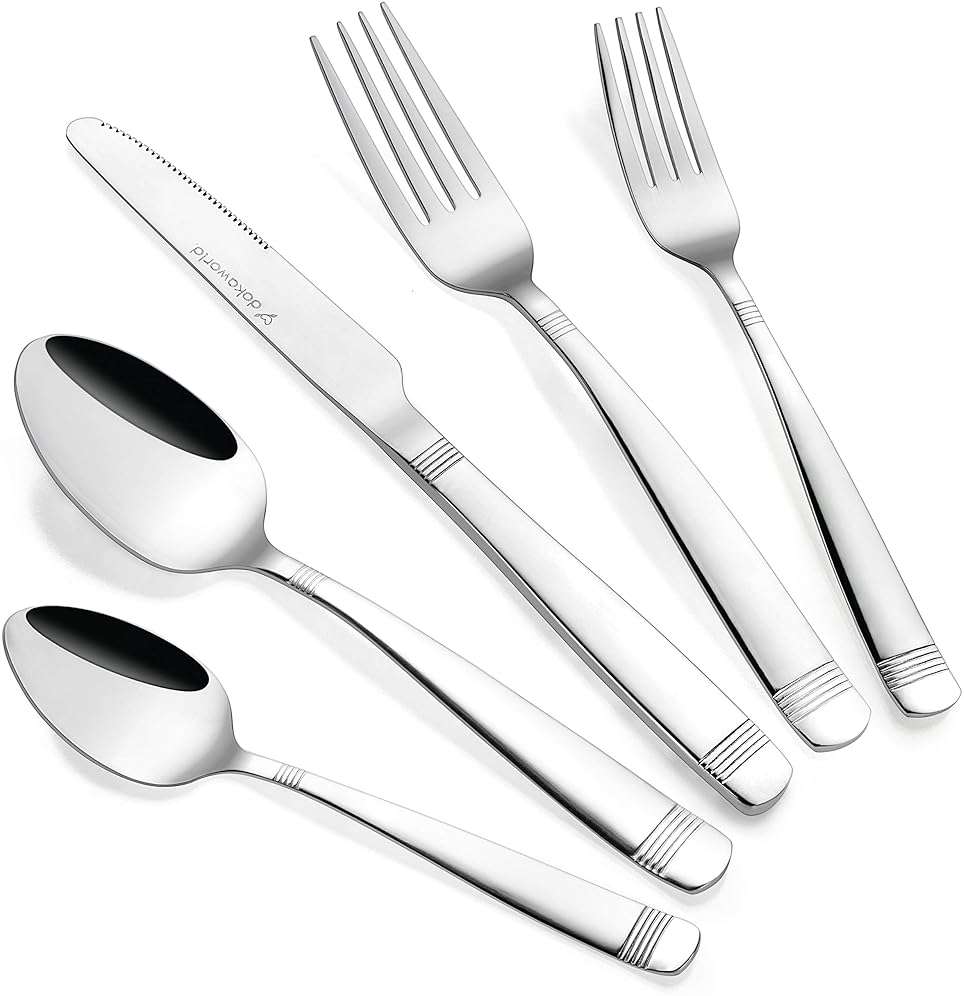 Dokaworld Elegant Design Flatware, Silverware Set for 8 persons, 40 Piece - Spoons, Forks, and Knives 18/10 Stainless Steel, Dishwasher Safe - Image 1