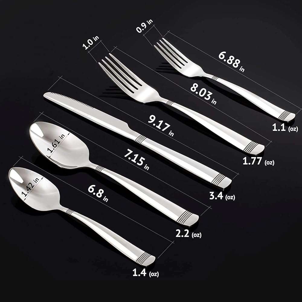 Dokaworld Elegant Design Flatware, Silverware Set for 8 persons, 40 Piece - Spoons, Forks, and Knives 18/10 Stainless Steel, Dishwasher Safe - Image 3