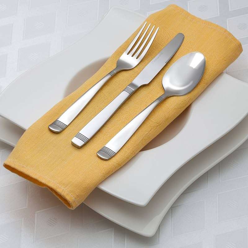Dokaworld Elegant Design Flatware, Silverware Set for 8 persons, 40 Piece - Spoons, Forks, and Knives 18/10 Stainless Steel, Dishwasher Safe - Image 6