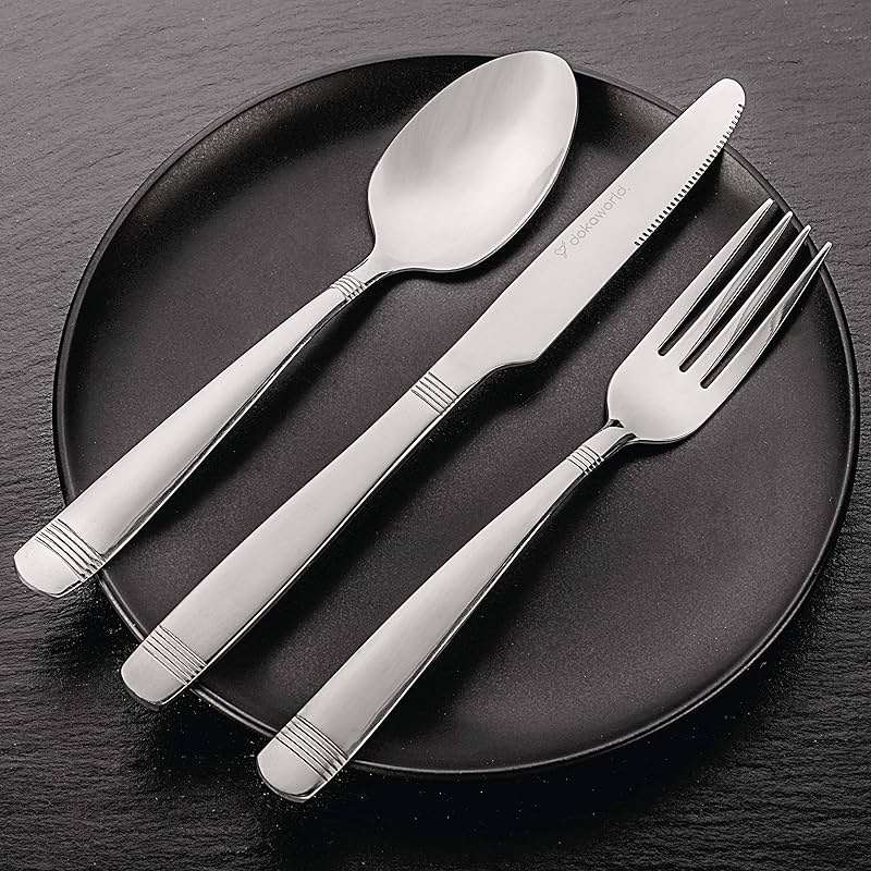 Dokaworld Elegant Design Flatware, Silverware Set for 8 persons, 40 Piece - Spoons, Forks, and Knives 18/10 Stainless Steel, Dishwasher Safe - Image 7