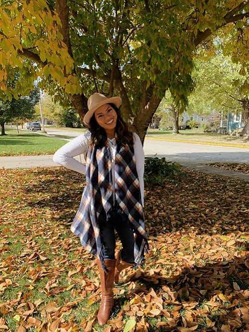 Inorin Womens Sleeveless Plaid Asymmetrical Hem Tassel Drape Open Front Cardigan Vest - Image 2