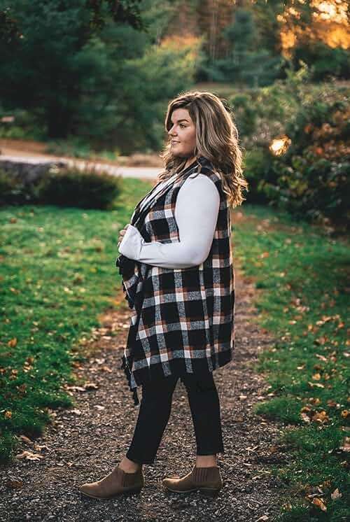 Inorin Womens Sleeveless Plaid Asymmetrical Hem Tassel Drape Open Front Cardigan Vest - Image 3