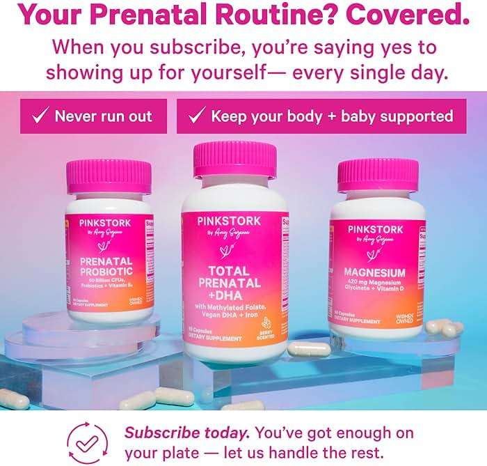 Pink Stork Total Prenatal Vitamins | Vegan DHA, Methylfolate, Iron, Choline, Vitamin B12 | No Fishy Burps | Support Fetal Development | Pregnancy Essentials | Clean Label Award | 60 Capsules, Berry - Image 3