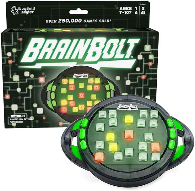 Educational Insights BrainBolt - Portable Handheld Electronic Memory Game, Car Travel Kids Games for Boys and Girls, Electronic Brain Game, Mind Fidget Gamer Gift for Kids and Teens, Ages 7 and Up - Image 1