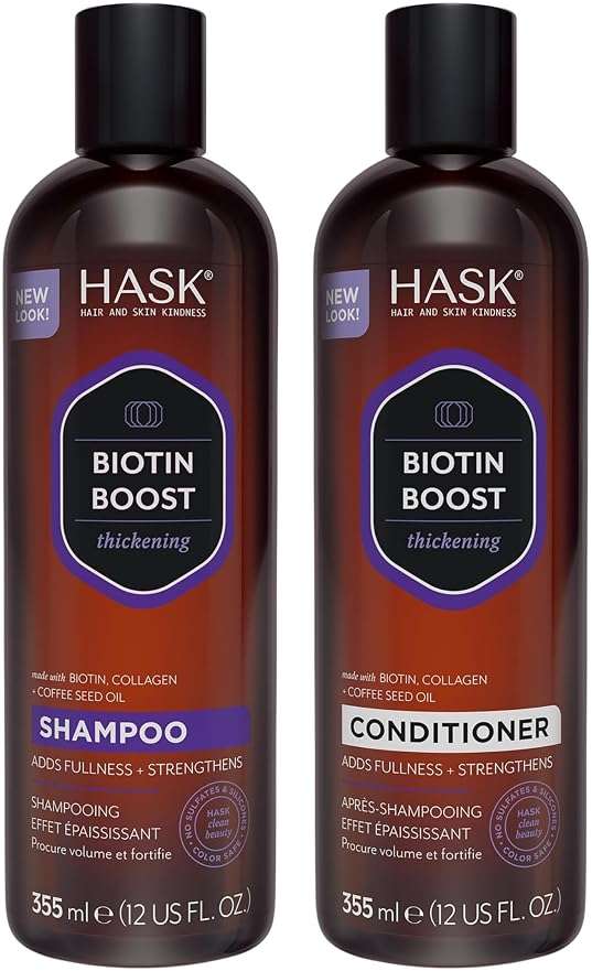 HASK Biotin Boost Thickening Shampoo + Conditioner Set | Adds Fullness, Strengthens, Volumizes, Sulfate-Free, Paraben-Free, Gluten-Free, Color Safe | 12oz each - Image 1