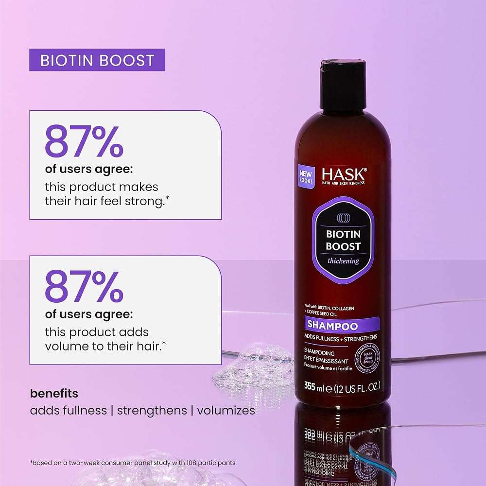 HASK Biotin Boost Thickening Shampoo + Conditioner Set | Adds Fullness, Strengthens, Volumizes, Sulfate-Free, Paraben-Free, Gluten-Free, Color Safe | 12oz each - Image 5
