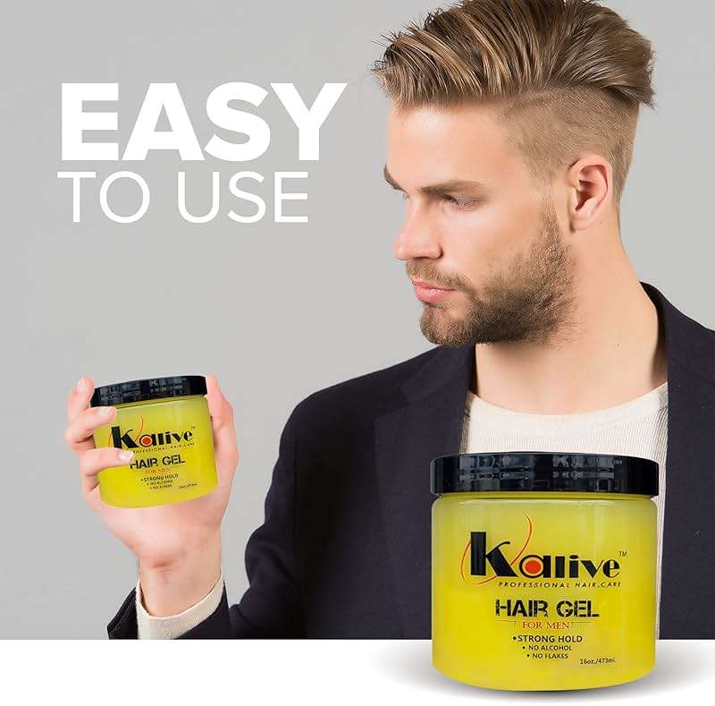 KALIVE Men's Hair Styling Gel 16 oz, Strong-Hold and Light Shine all day, Mens Hair Product fresh scent No Flaking or Alcohol. - Image 2