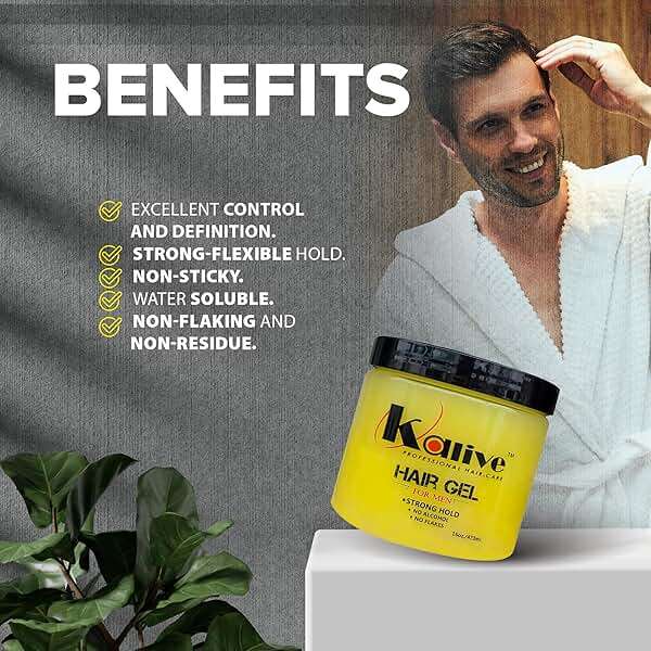 KALIVE Men's Hair Styling Gel 16 oz, Strong-Hold and Light Shine all day, Mens Hair Product fresh scent No Flaking or Alcohol. - Image 3