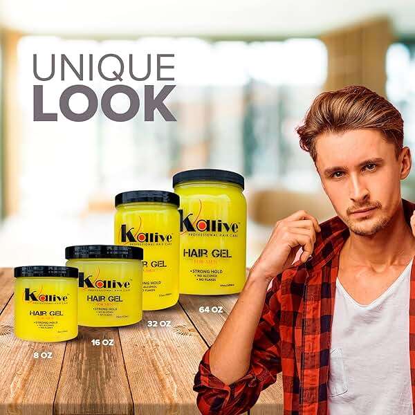 KALIVE Men's Hair Styling Gel 16 oz, Strong-Hold and Light Shine all day, Mens Hair Product fresh scent No Flaking or Alcohol. - Image 7
