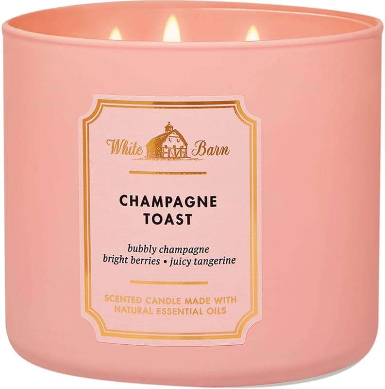 Bath and Body Works White Barn Champagne Toast 3 Wick Candle 14.5 Ounce Basic White Barn Label - Image 1