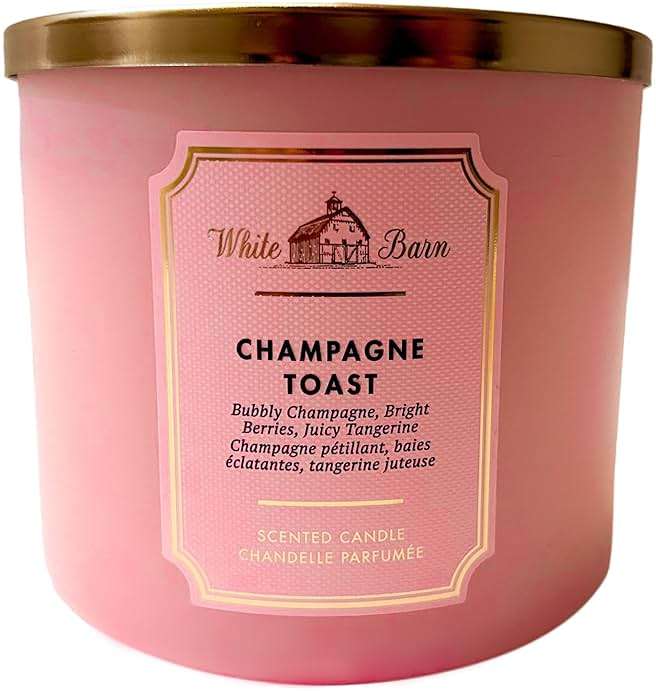 Bath and Body Works White Barn Champagne Toast 3 Wick Candle 14.5 Ounce Basic White Barn Label - Image 4