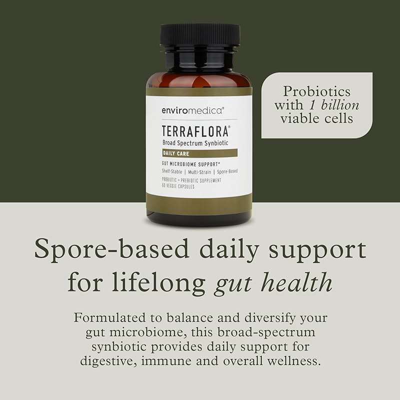 Terraflora Daily Care synbiotic of probiotics and prebiotics for Women and Men 60 ct, Soil Based, Shelf Stable, allergen Friendly Spore Based Supplement Capsules Promote Gut Health by Enviromedica - Image 2